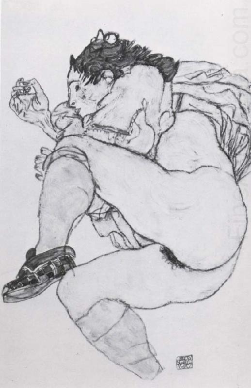 Egon Schiele Recumbent Female Nude with left leg drawn up china oil painting image